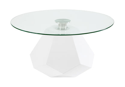 Chara - Clear Glass High Gloss Coffee Table - White