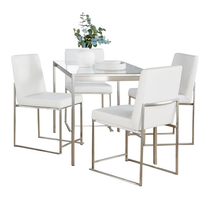 Fuji - High Back Contemporary Dining Set, Glass 5 Piece