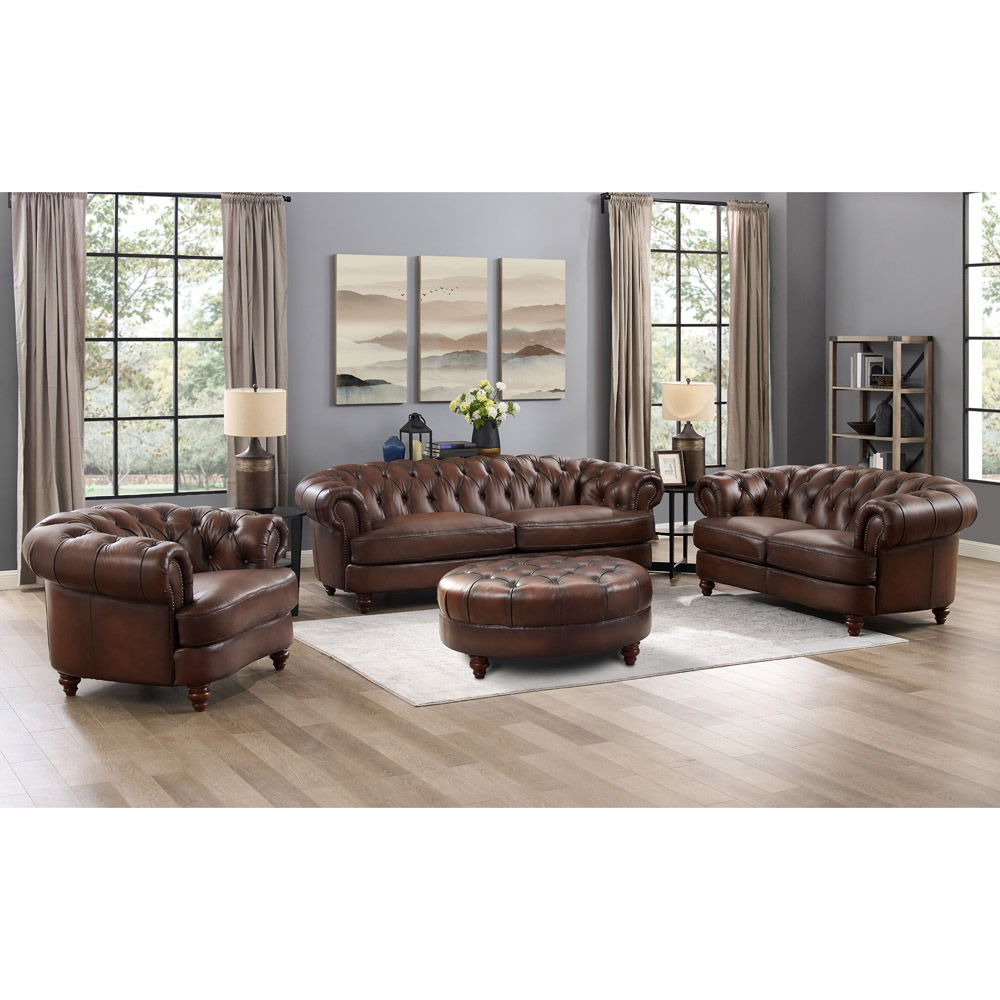 Newport - Leather Sofa - Caramel