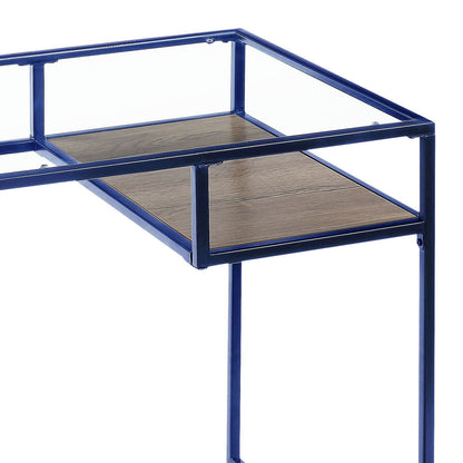 Yasin - Glass Top Writing Desk - Blue