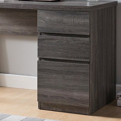 Executive Home Office Desk With Two Storage Drawers And File Cabinet - Distressed Gray / Black