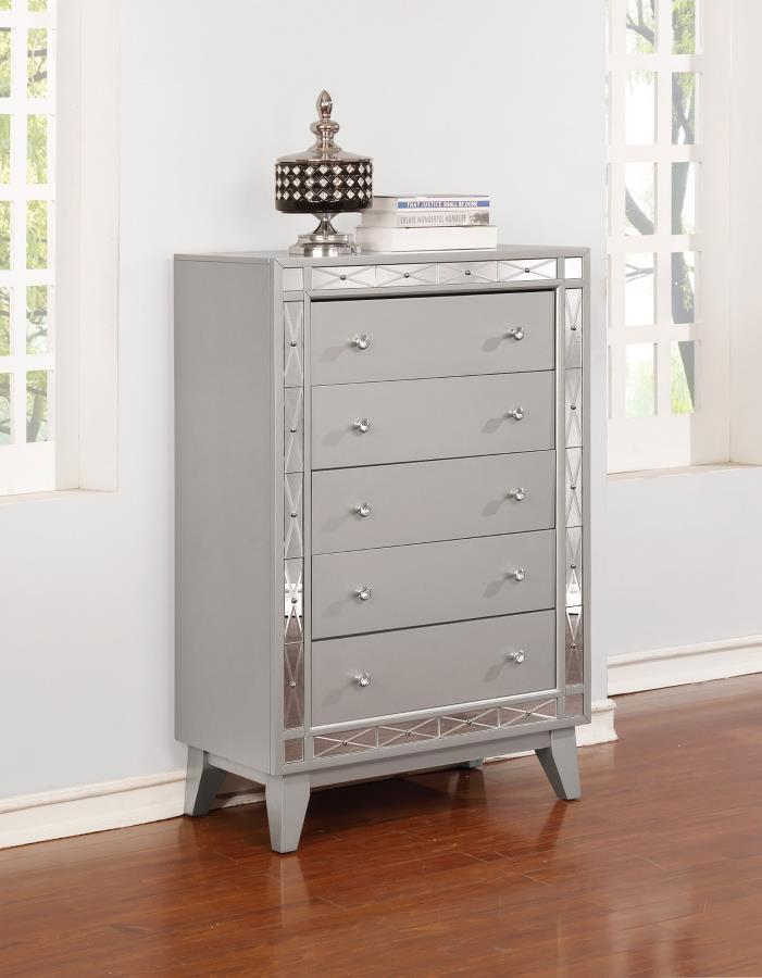 Leighton - 5-Drawer Bedroom Chest - Metallic Mercury