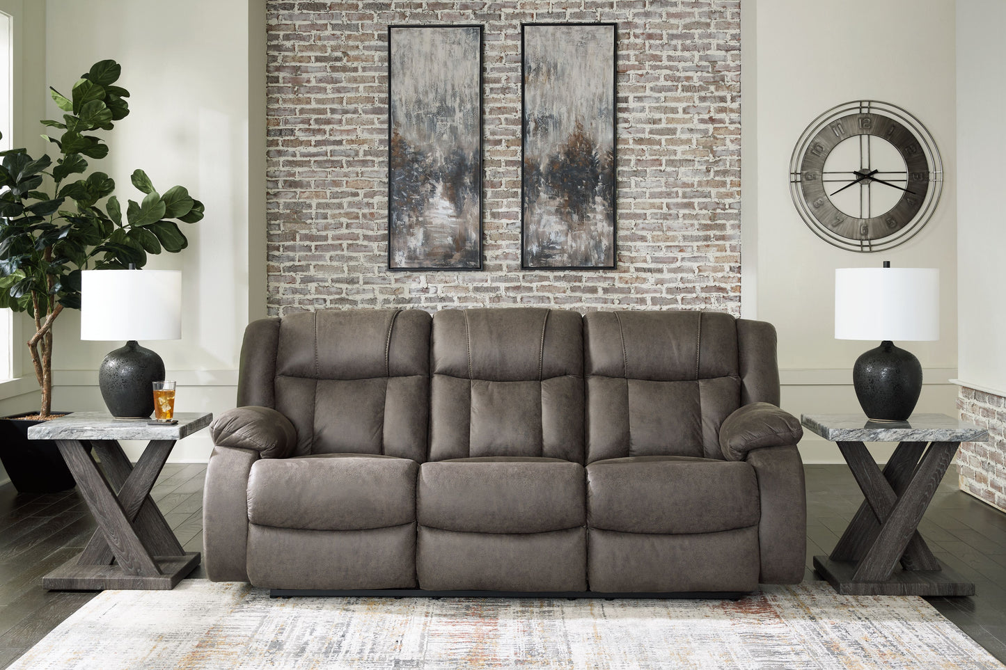 First Base - Gunmetal - Reclining Sofa