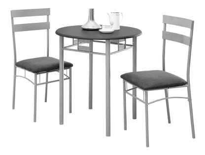 Dining Table Set Small Round 3 Pieces Set - Black