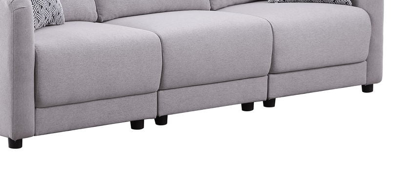 Penelope - Linen Fabric Sofa With Pillows - Light Gray