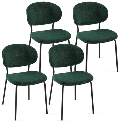 Boucle Dining Chairs, Dining Chairs With Metal Legs For Dining Room, Kitchen, Living Room