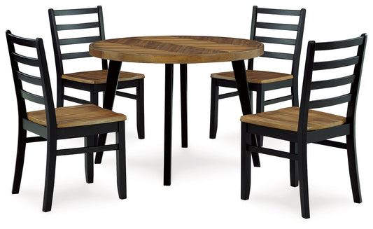 Blondon - Brown / Black - Dining Table and 4 Chairs (Set of 5)