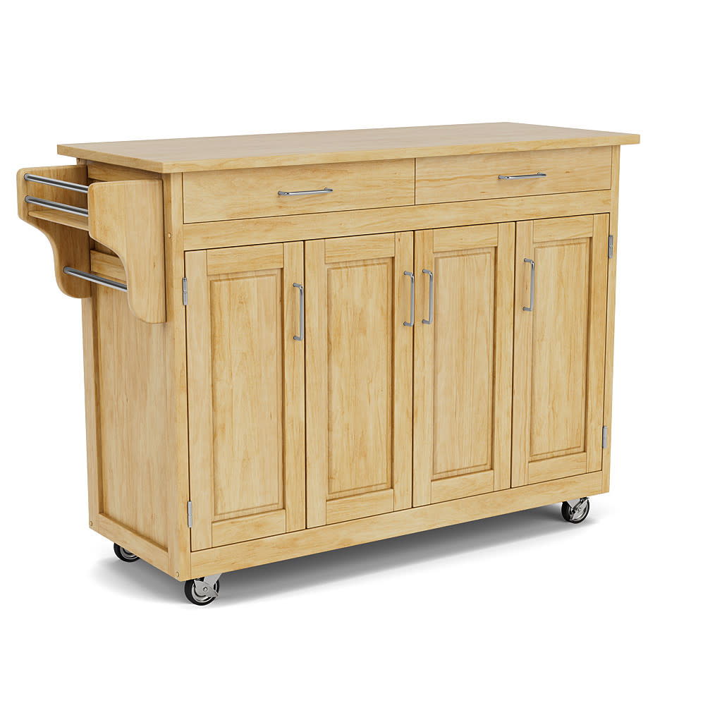 Create-A-Cart - 4 Doors Kitchen Cart - Light Wood Top