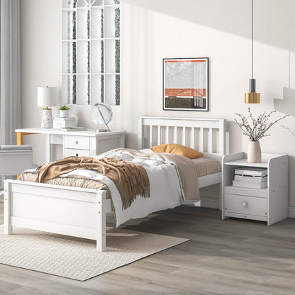 Bed With Headboard And Footboard For Kids, Teens, Adults, With A Nightstand