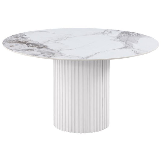 Acadia - Round Sintered Stone Top Dining Table - White