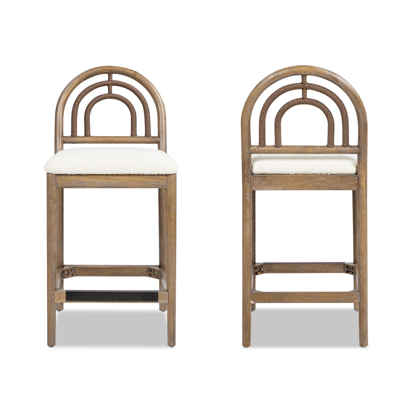 Leon - Arched Back & Upholstered Counter Stool (Set of 2) - Ivory White