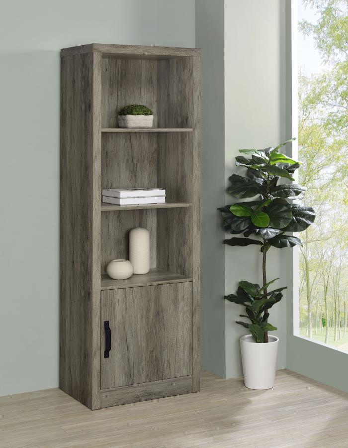 Burke - 3-Shelf Engineered Wood Media Tower - Gray Driftwood