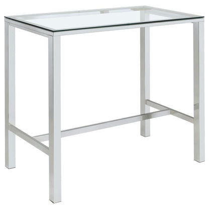 Tolbert - Rectangular Glass Top Pub Bar Table - Chrome