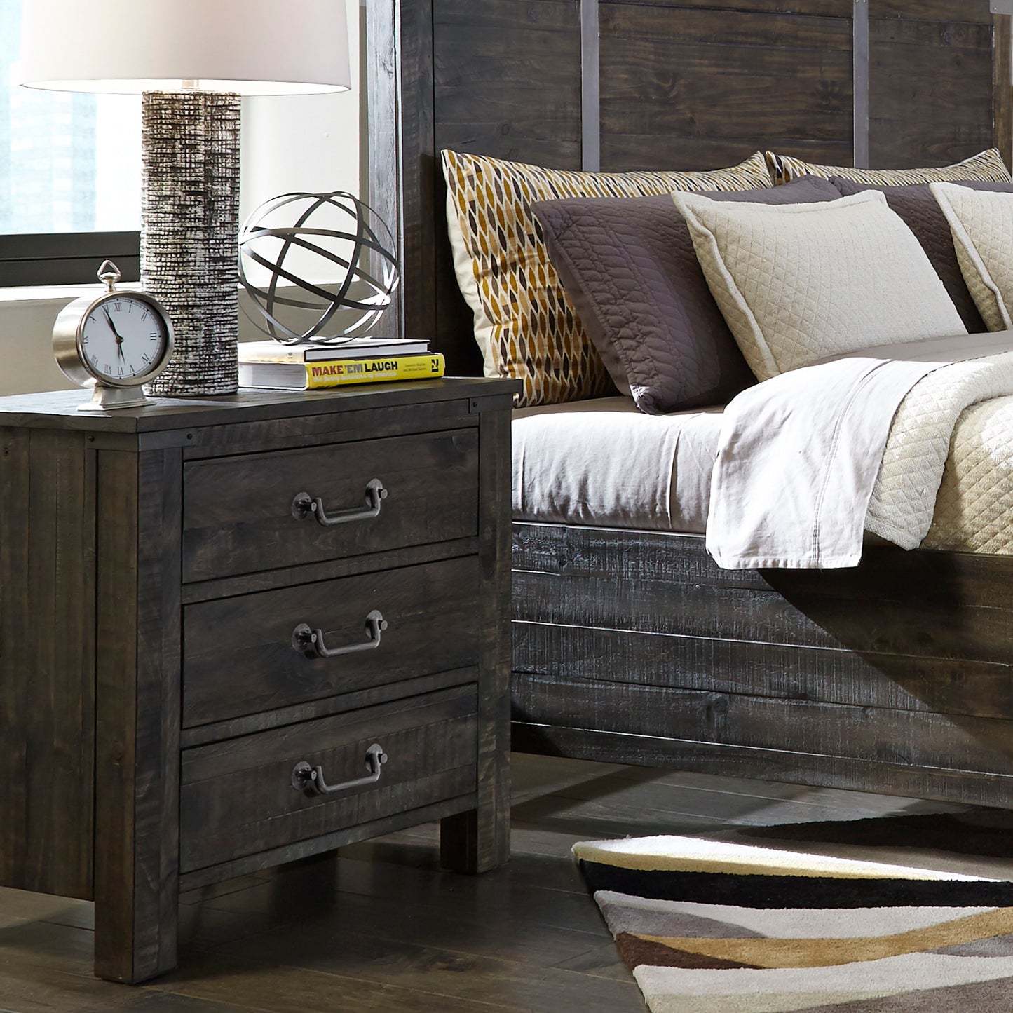 Abington - 3 Drawer Nightstand - Weathered Charcoal