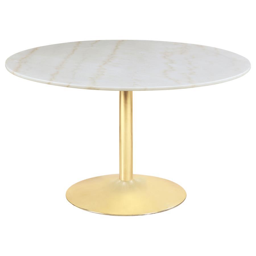 Kella - Round Marble Top Dining Table - White Marble