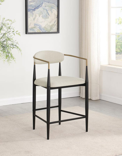 Tina - Metal Counter Height Bar Stool With Upholstered Back And Seat (Set of 2)