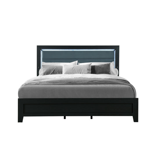 Carlos - Queen Bed With LED - Black