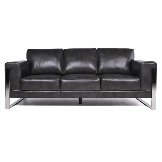 Modern Leather Metal Leg Sofa