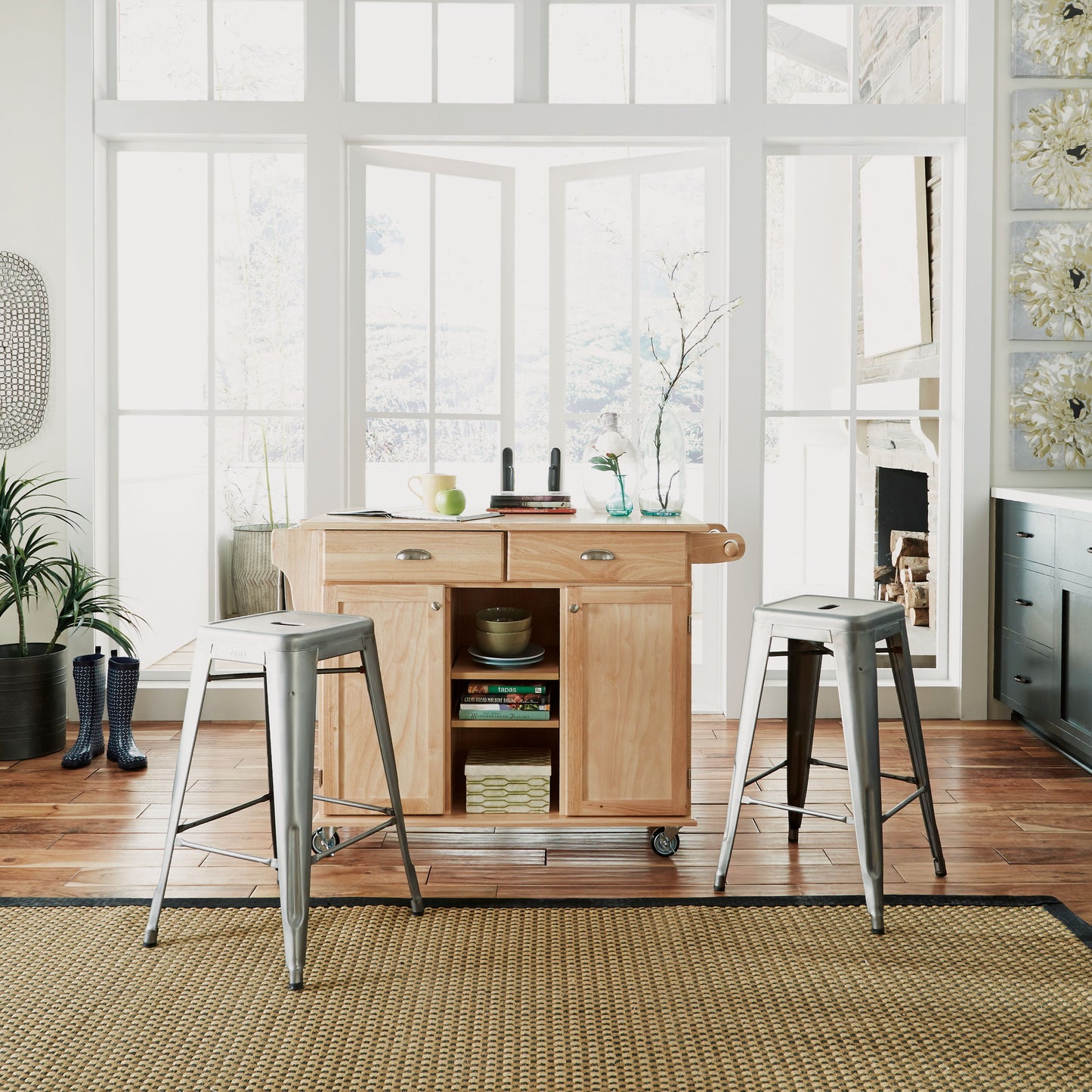 General Line - Kitchen Cart - Wood - Light Brown - 35"