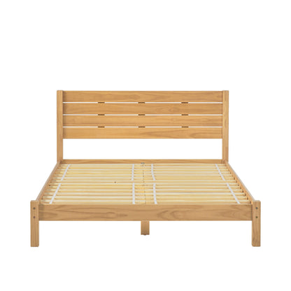 Queen Bed Frame Modern Minimalist Boho - Natural Pine