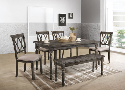 Claudia II - Weathered 7 Pieces Dining Room Set - Gray