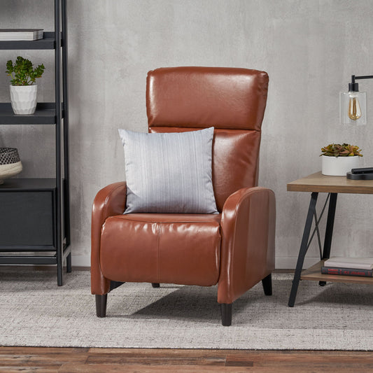 Wide Faux Leather Push Back Standard Recliner - Hazelnut