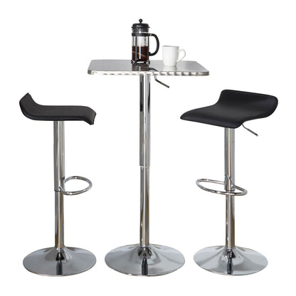 Ale - 3 Piece Bar Set Bistro Square Contemporary Adjustable Oval Footrest