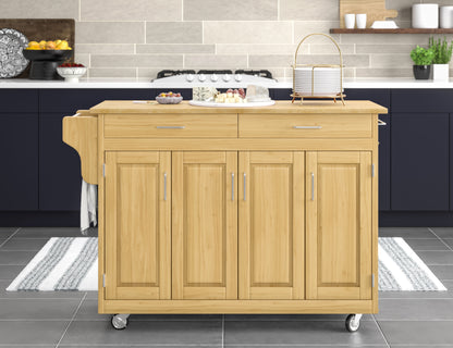 Create-A-Cart - 4 Doors Kitchen Cart - Light Wood Top