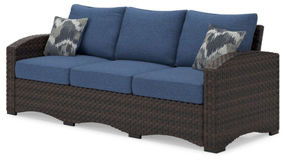 Windglow - Blue / Brown - Sofa With Cushion