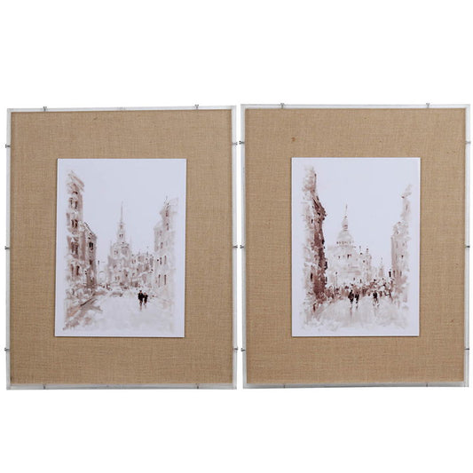 European Cities Watercolor Framed Prints (Set of 2) - Brown