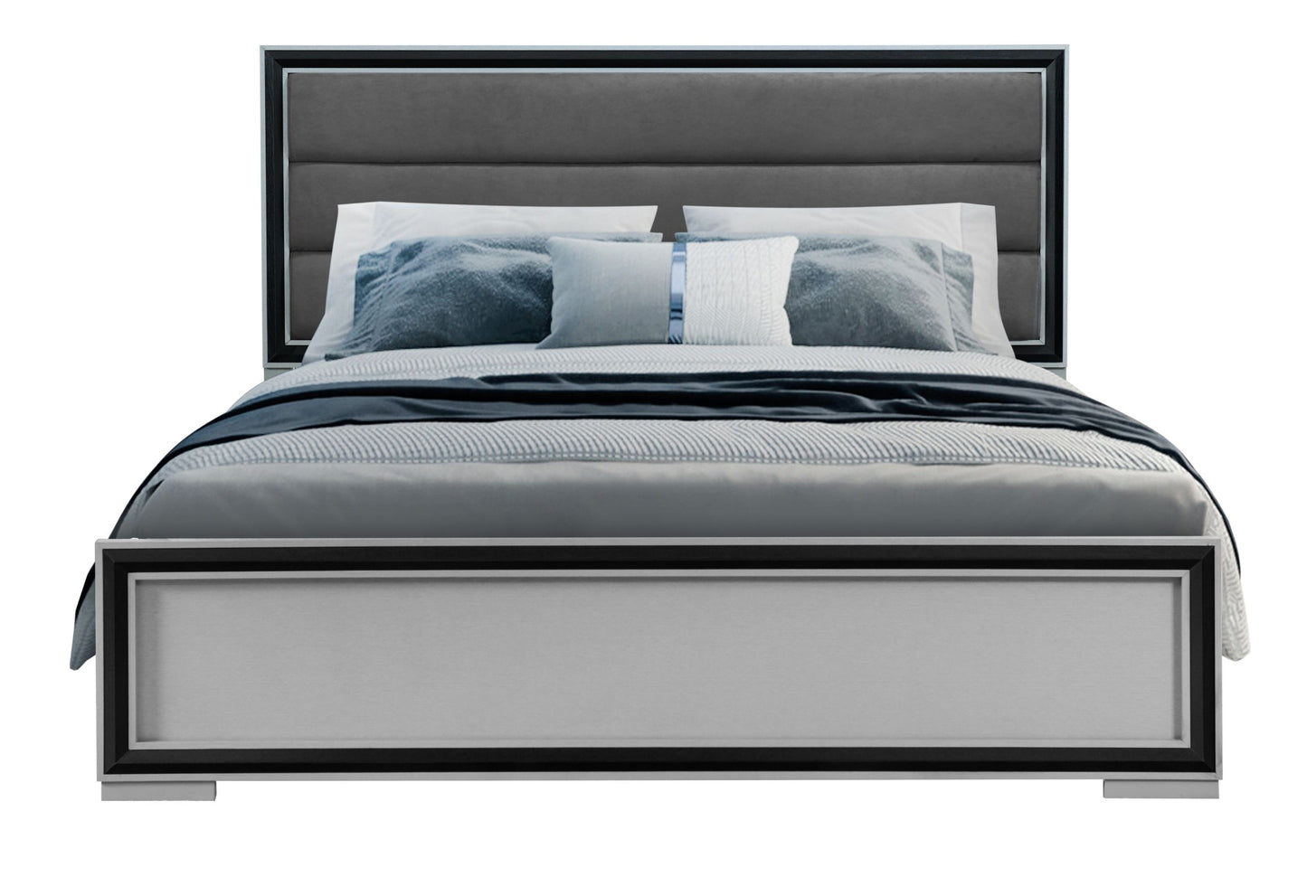 Adelaide - King Bed With LED - Gray / Black