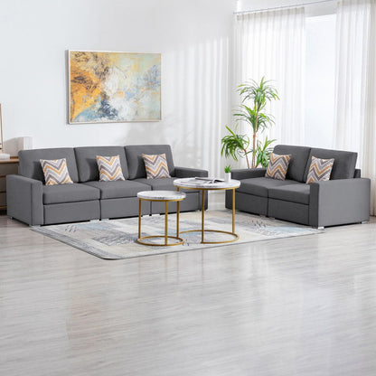 Nolan - Linen Fabric Sofa And Loveseat Living Room With Pillows And Interchangeable Legs