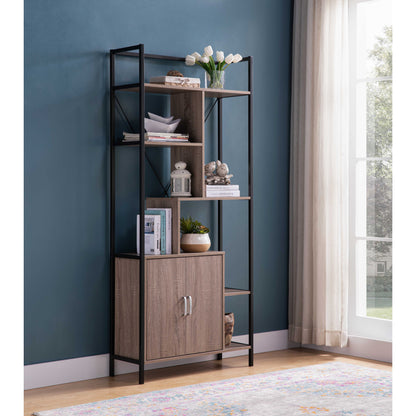 Modern Bookcase With Two Door Storage Cabinet With Two Shelves