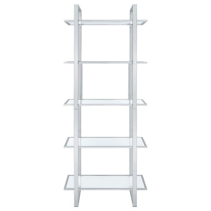 Hartford - 5-Shelf Glass Bookshelf - Chrome