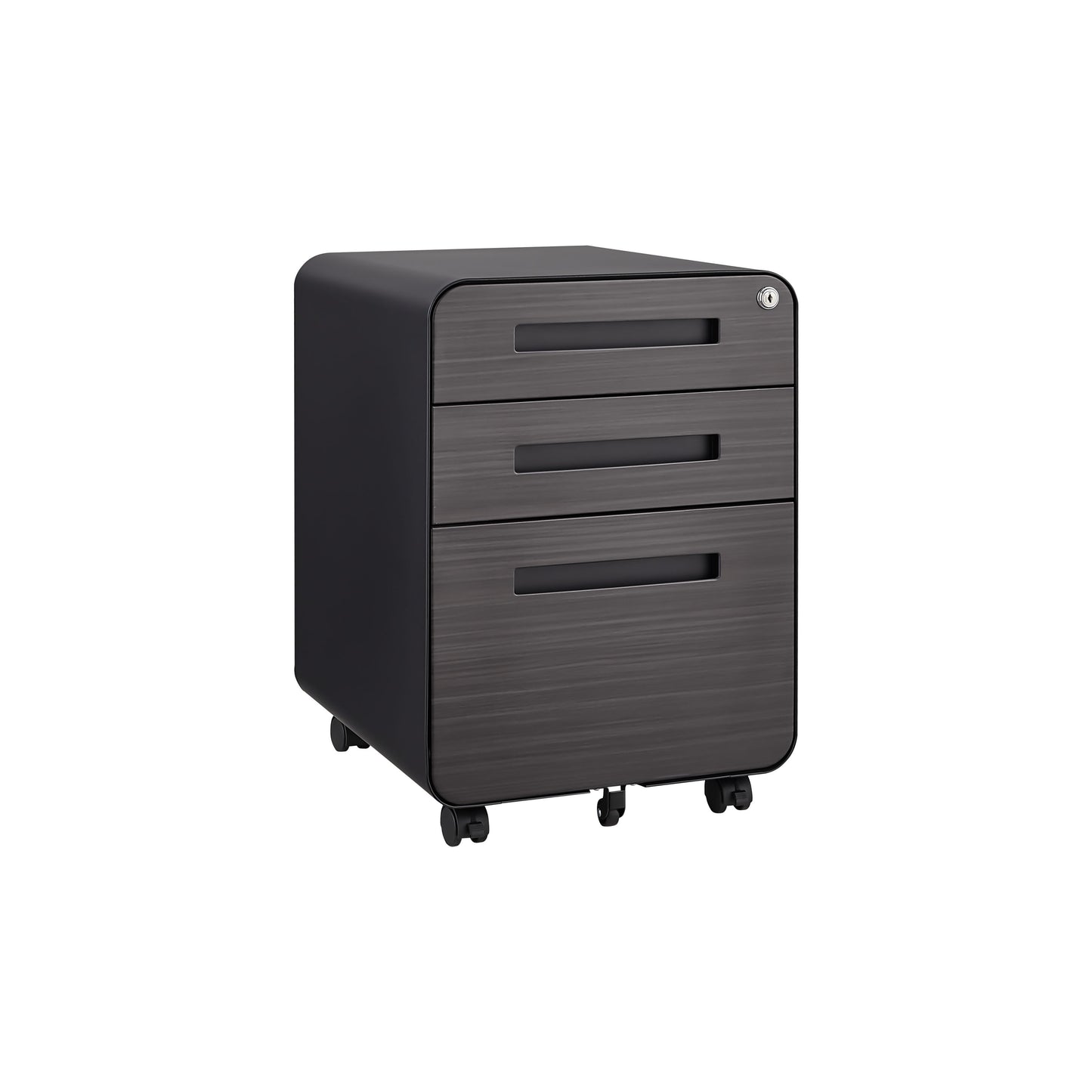 3 Drawer Mobile File Cabinet Under Desk Office, Simple Style Versatile Storage Cabinet For Legal / Letter / A4 Files, 5 Wheel Design Anti-Tilting Cold Rolled Steel Waterproof Moisture-Proof