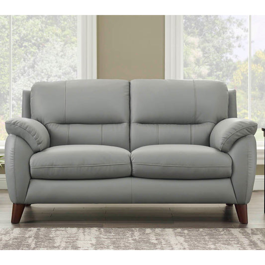 Monroe Leather Loveseat - Silver Gray