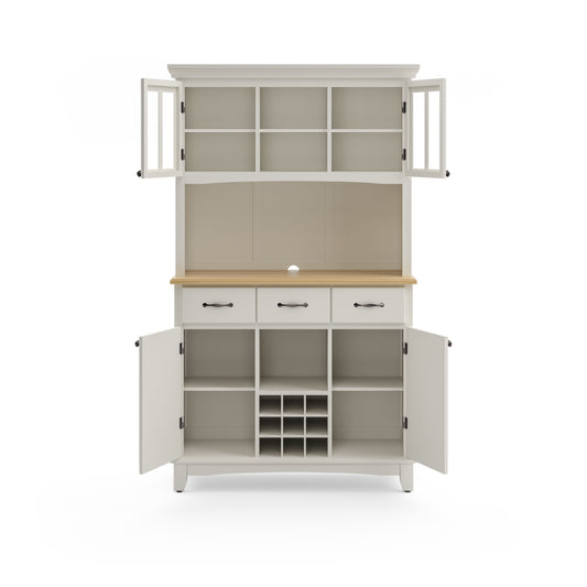 Hampton - Buffet With Hutch - Natural Wood Top