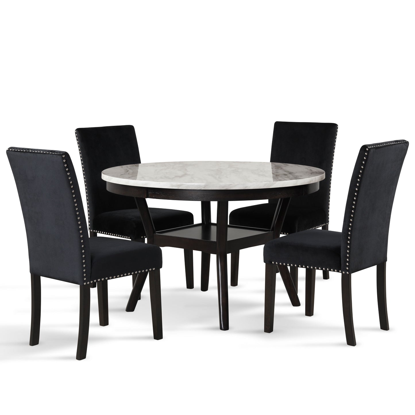 Celeste - Round Dining Table & 4 Chairs - Black