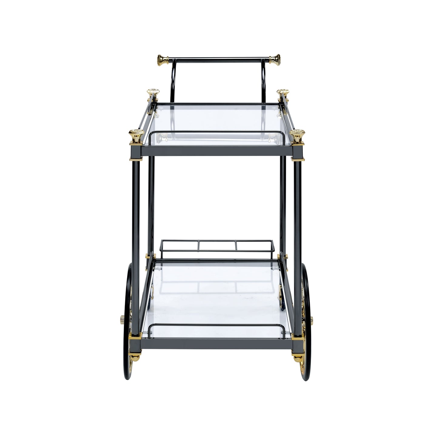 Cyrus - Clear Glass Serving Cart - Black / Gold