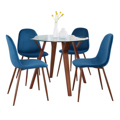 Folia - 5 Piece Round Pebble Mid Century Modern Dining Set