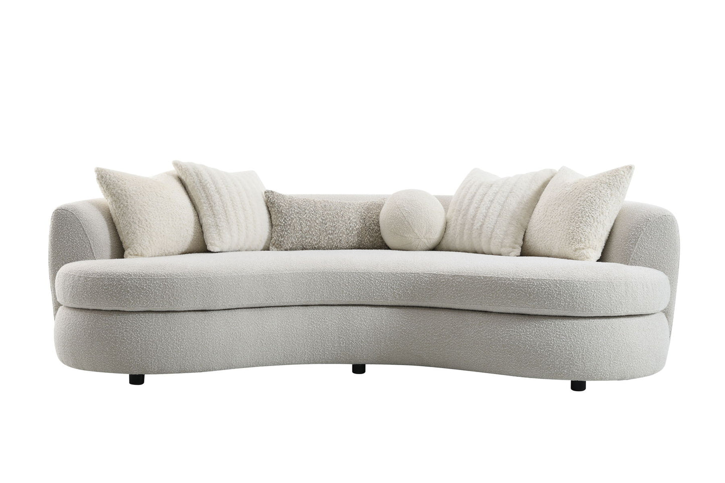 Iniko - Boucle Sofa With Toss Pillows - Beige