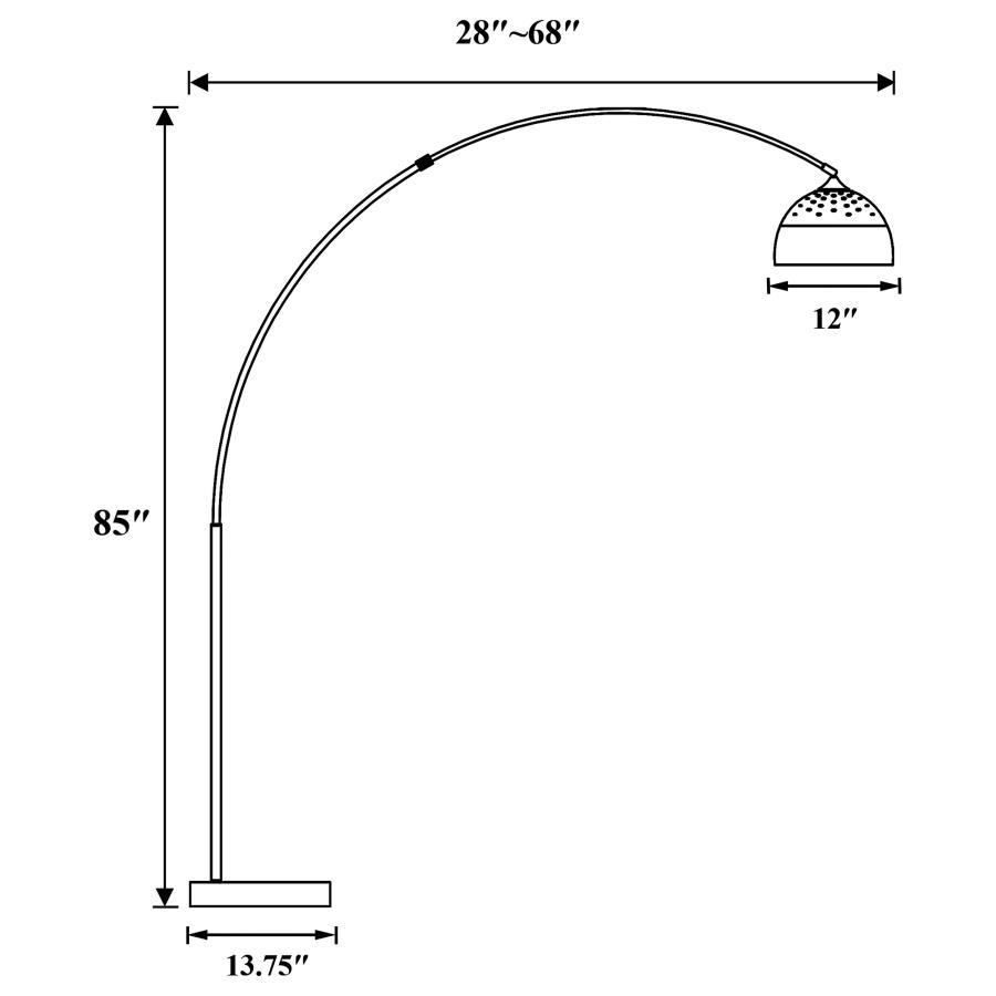 Krester - Dome Shade Metal Arc Floor Lamp - Chrome