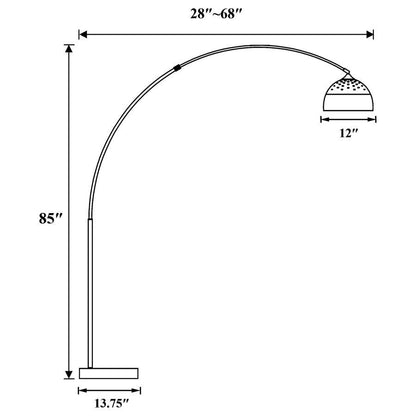 Krester - Dome Shade Metal Arc Floor Lamp - Chrome