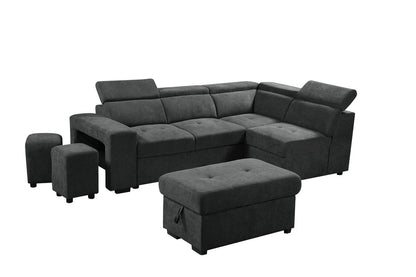 Henrik - Sleeper Sectional Sofa With Storage Ottoman And 2 Stools