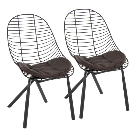 Wired - Contemporary Chair (Set of 2) - Black / Espresso