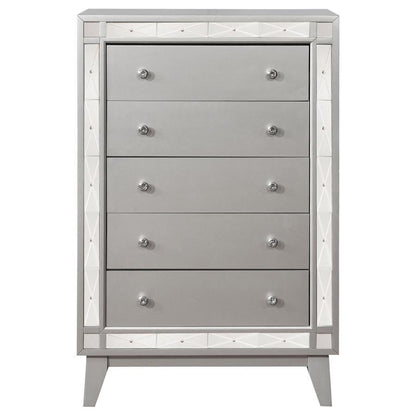 Leighton - 5-Drawer Bedroom Chest - Metallic Mercury