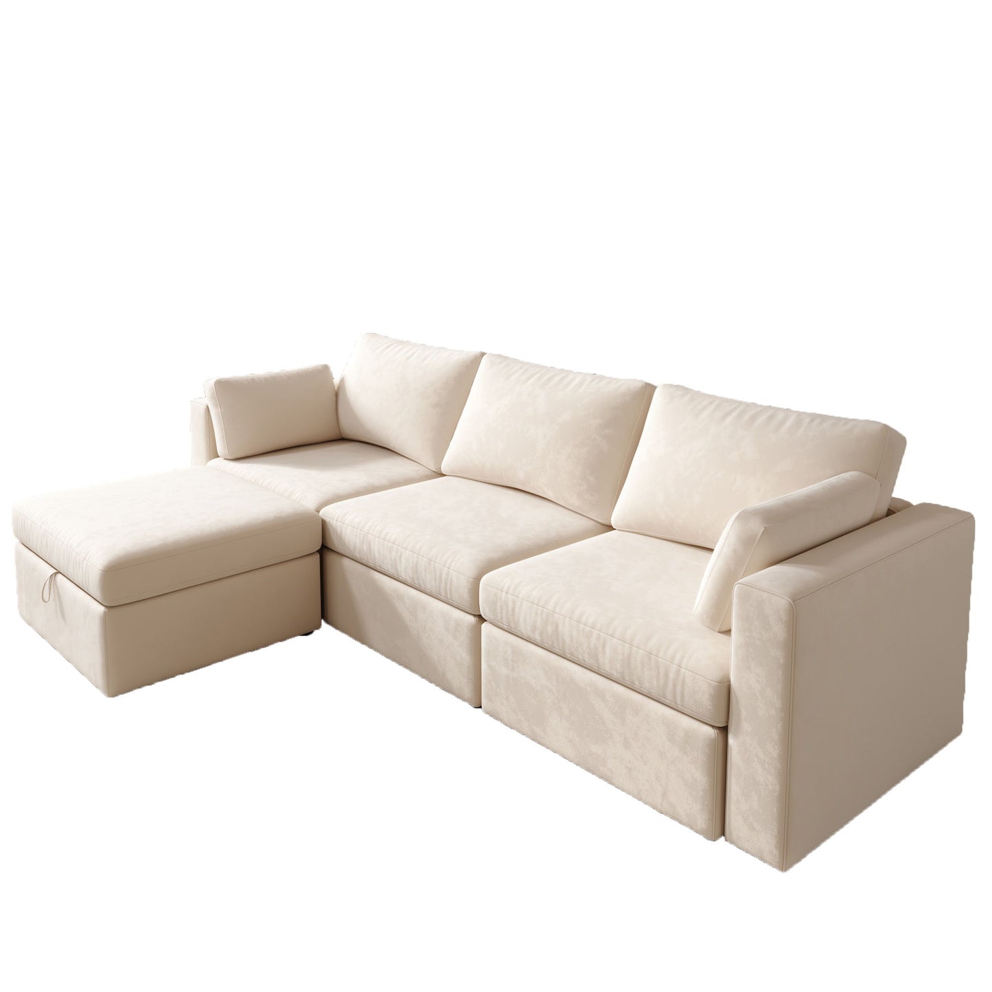 4 Seats Modern U-Shape Sectional Sofa, Oversized Upholstery Chaise Couch With Storage Ottomans For Living Room / Loft / Apartment / Office