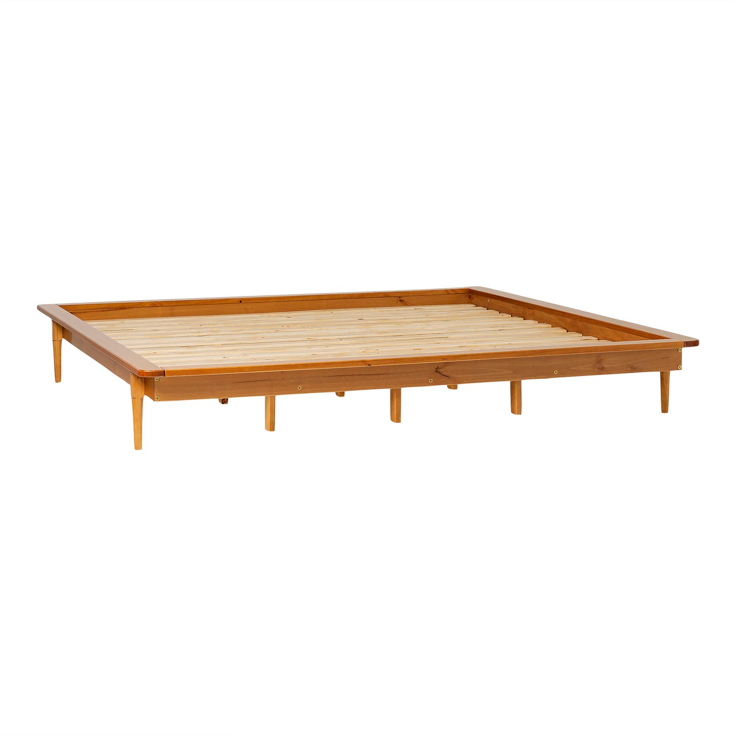 Mid-Century Modern Solid Wood Platform Bed Frame