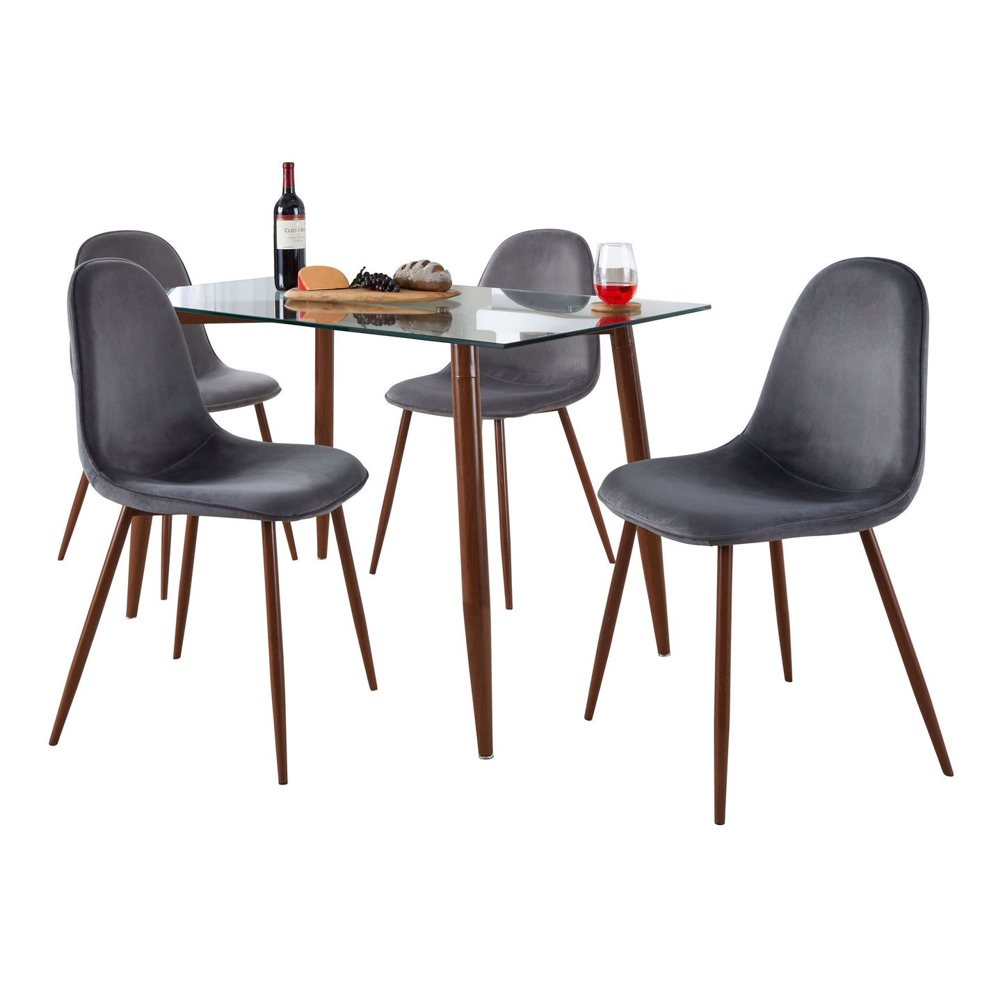 Clara Pebble - 5 Piece Mid-Century Modern Dining Set