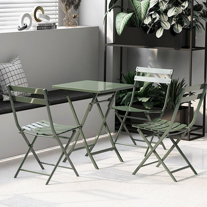 3 Piece Patio Bistro Set Of Foldable Square Table And Chairs